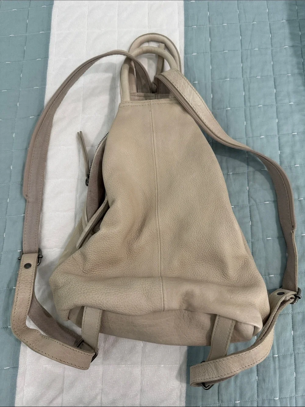 Free People Pebbled Leather Cream Backpack
